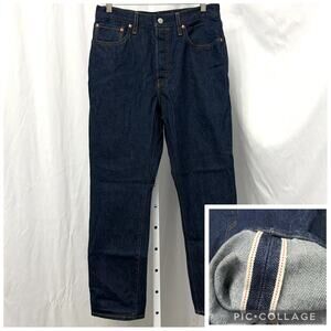 Levis Premium Jeans Womens 31 x 30 Blue 501 '90s Selvedge Dark Wash Button Fly